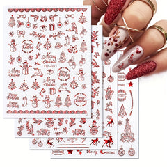 9pcs Christmas Nail Art Stickers Snowflake Elk Christmas Tree Nails