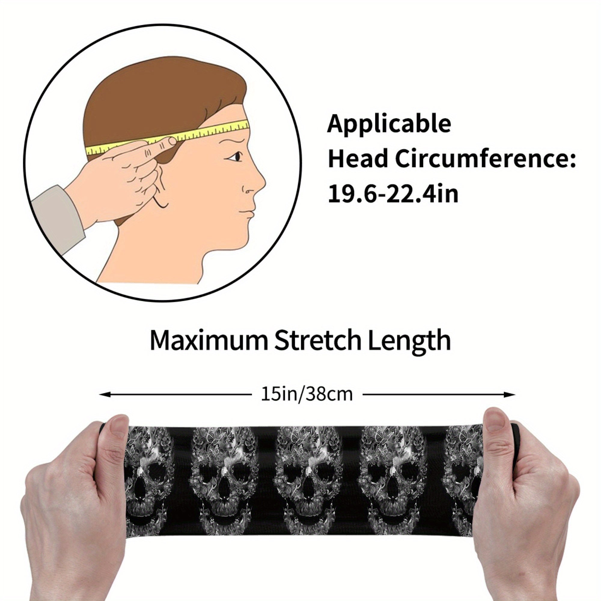 Scary Skull Sports Headband Sweat Wicking Stretchy & Breathable Polyester