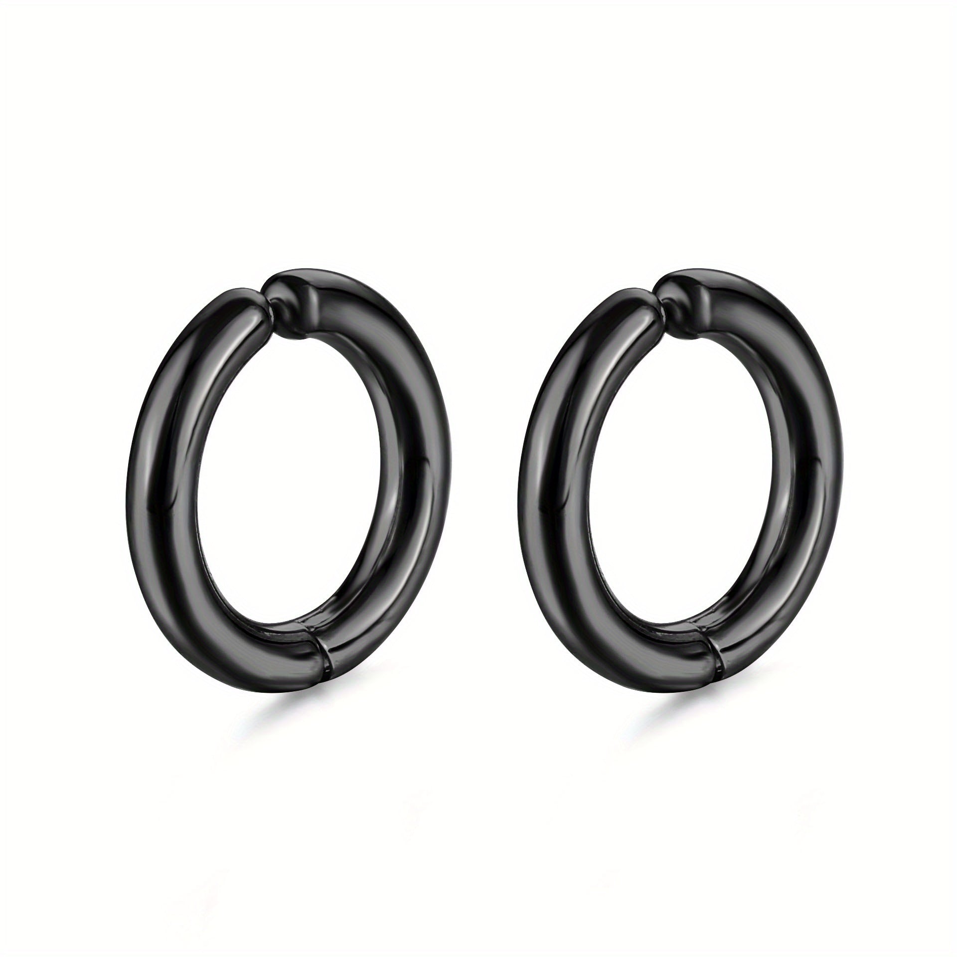 Stainless Steel Smooth Round Clip Earrings for Men