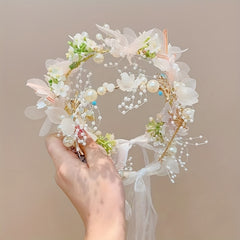 Girls Flower Headdress Hair Accessories Bracelet - Gift For Kids