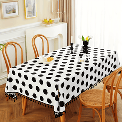 Polka Dots Tablecloth w/Tassels Cow Pattern Kitchen Picnic Party Supplies