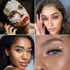 Sparkling Pearl Stickers for Hair Nails & DIY Crafts - 4 Sizes Flat Back Pearls