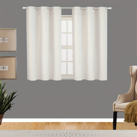2 Panels Faux Linen Curtains Grommet Top Light Filtering Privacy Curtains