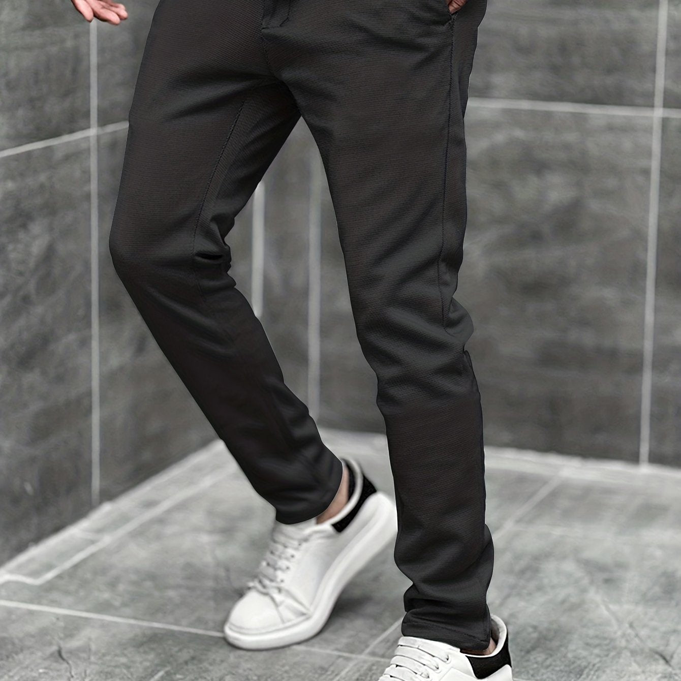 Men's Slim Fit Stretch Dress Pants Vintage Style Casual Business