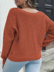  V-Neck Criss Cross Long Sleeve Sweater