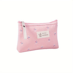 Floral Pattern Small Makeup Bag Toiletry Pouch Waterproof Cosmetic Bag