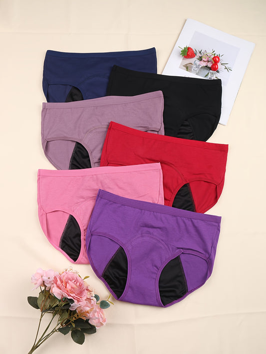 6 Pack Plus Size Leakproof Period Underwear High Waisted Panties Set