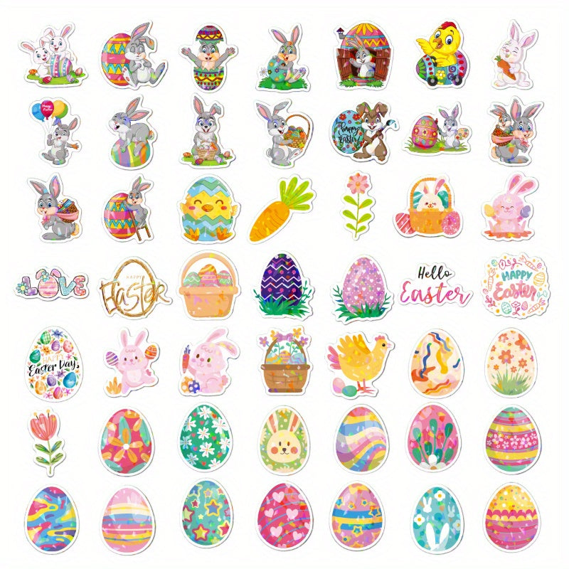 100pcs Easter Stickers Holographic Vinyl Reusable