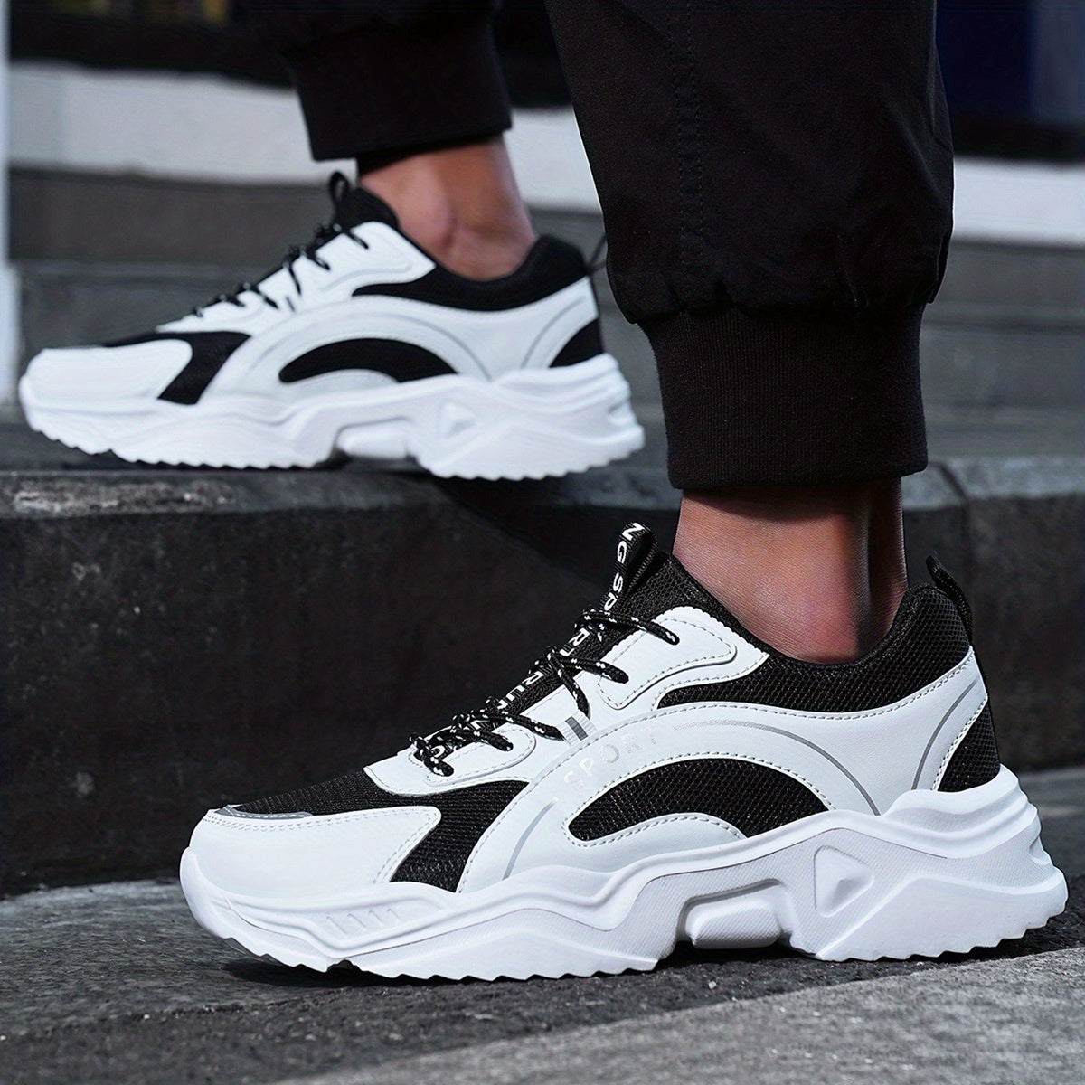 Men's Breathable Chunky Sneakers For Jogging Gym