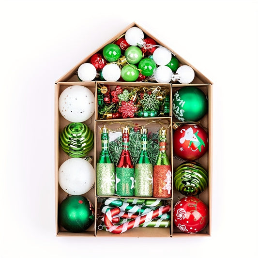70pcs Painted Christmas Balls Boxed Hanging Colored Balls Christmas Decor
