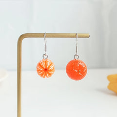 Orange Resin Earrings Peeling Fruit Style Jewelry