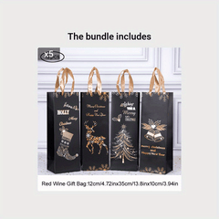 12pcs Christmas Wine Bag Gift Bag Festive Red Wine Gift Bags
