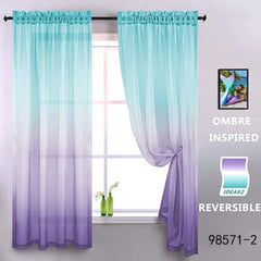 Gradient Sheer Curtains Two Tone Wear Rod Style Home Decor