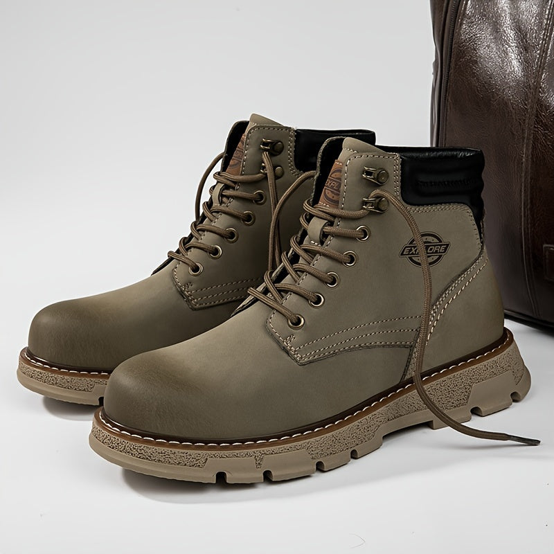 Men's High Top Hiking Boots Non Slip Lace Up Shoes For Outdoor Activities