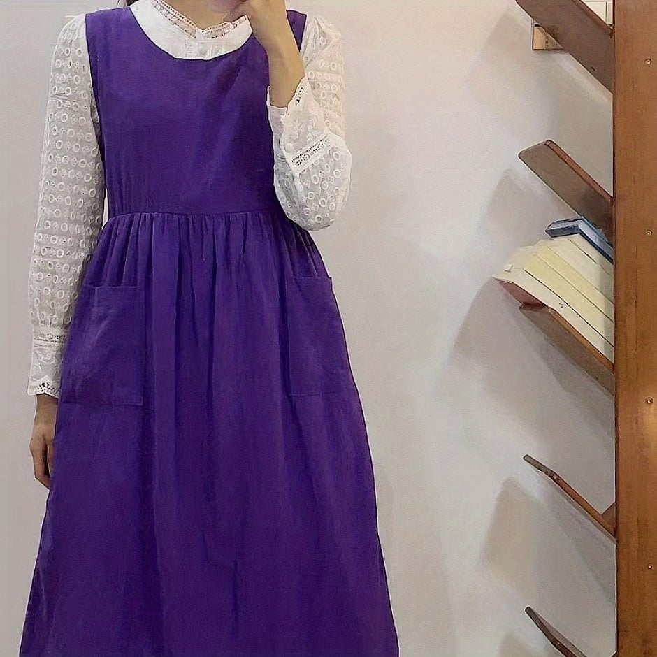 Apron Front & Rear 2-Pieces with Slit for Baking Milk Tea Barista Bib