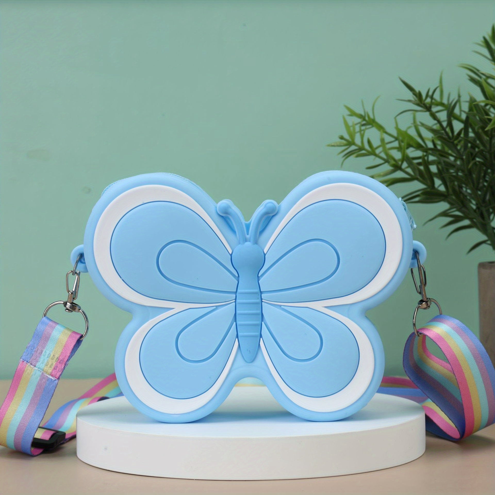 Butterfly Silicone Coin Purse Zipper Crossbody Bag Messenger Bag