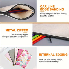 DIY Canvas Cosmetic Bag Zipper Makeup Pouch Travel Coin Purse