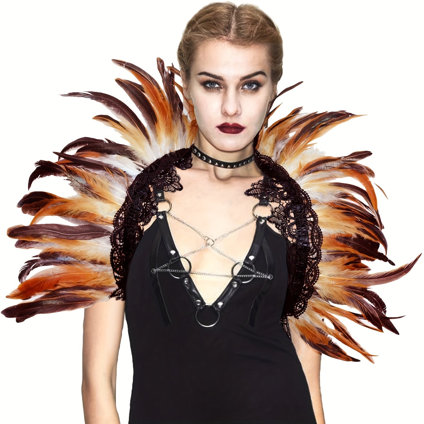 Feather Shoulder Wrap Lace Collar Halloween Costume Props