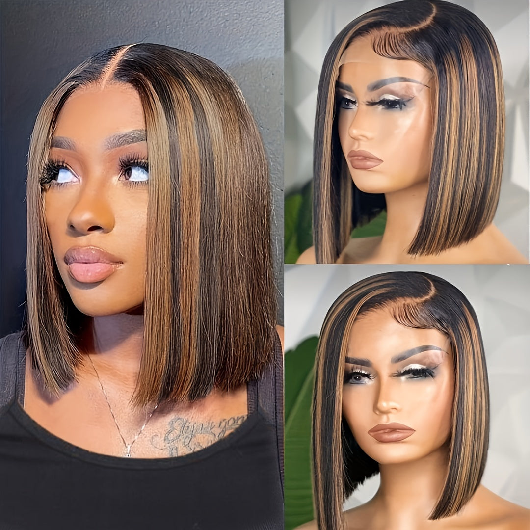 Highlight Ombre 4x4 Lace Closure Human Hair Bob Wig