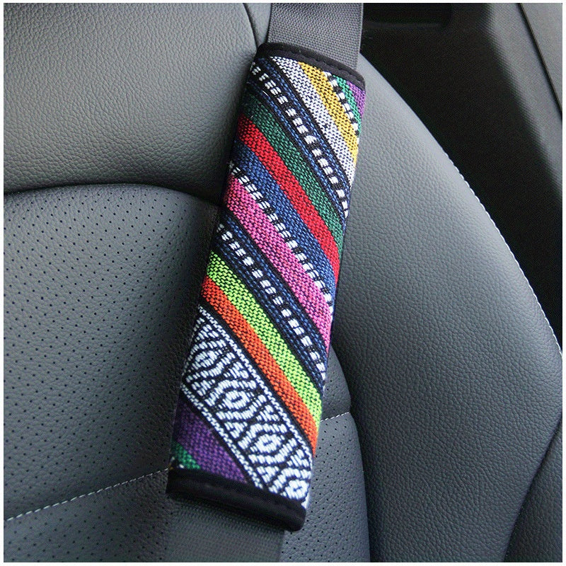 Ethnic Wind Linen Car Seat Belt Shoulder Pad Protective Cover
