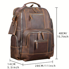 Vintage Men's Leather Backpack Classic Outdoor Travel Bag