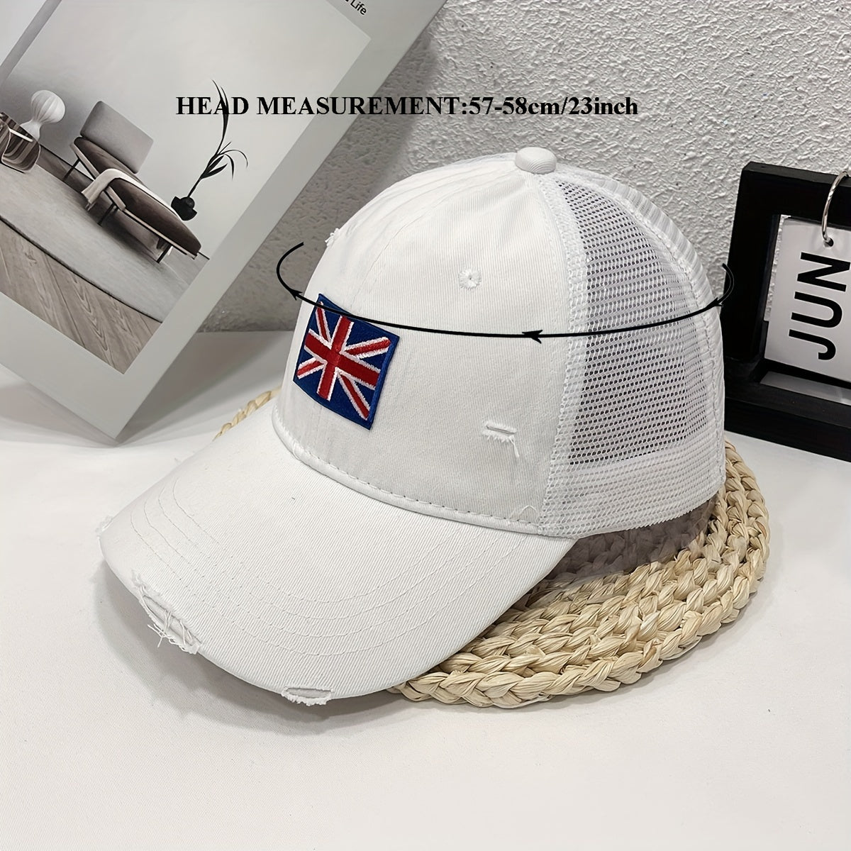 Embroidered British Flag Denim Baseball Cap