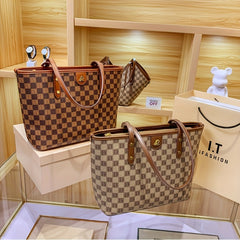 Plaid Print Zipper Tote Bag Large Capacity Versatile Hanbag Zipper Casual Bag