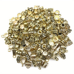 120pcs Antique Silver/Gold Clasps Connector Bail Tube Beads for DIY Jewelry