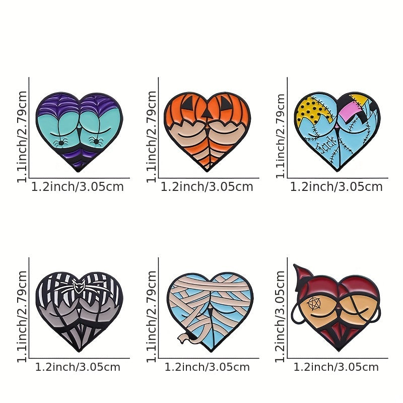 Halloween Sexy Butts Enamel Pins Heart Shaped Costume Brooches