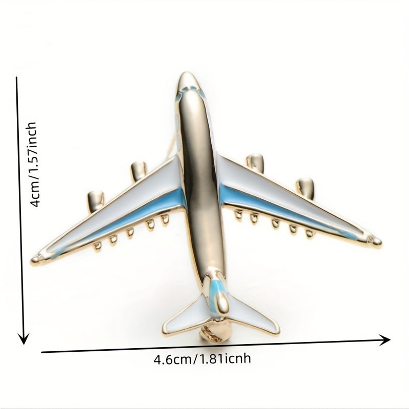 Enamel Red Geometric Airplane Brooch for Men