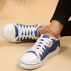 Women's Baseball Print Canvas Shoes Low Top Sneakers