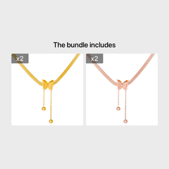 Stainless Steel Butterfly Pendant Necklace for Women Girls