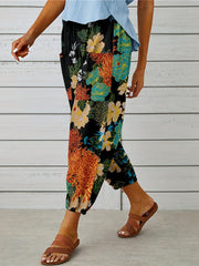 Women's Plus Size Boho Floral Print Wide Leg Joggers