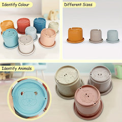 Colorful Stacking Cup Toy Set for Baby Bath - 8pcs
