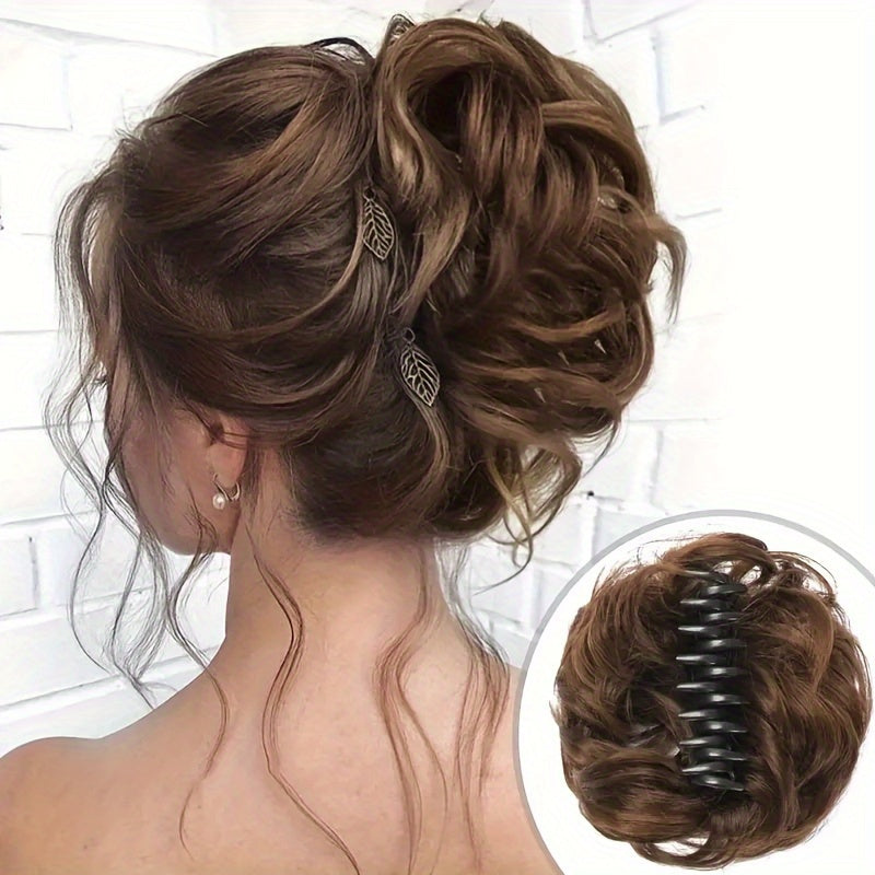 Wavy Curly Claw Clip In Bun Hair Piece Tousled Updo Hairpiece