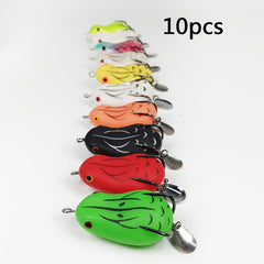 10pcs Bionic Soft Frog w/ Blade 8-14g Silicone Soft Bait Sea Fishing Tackle