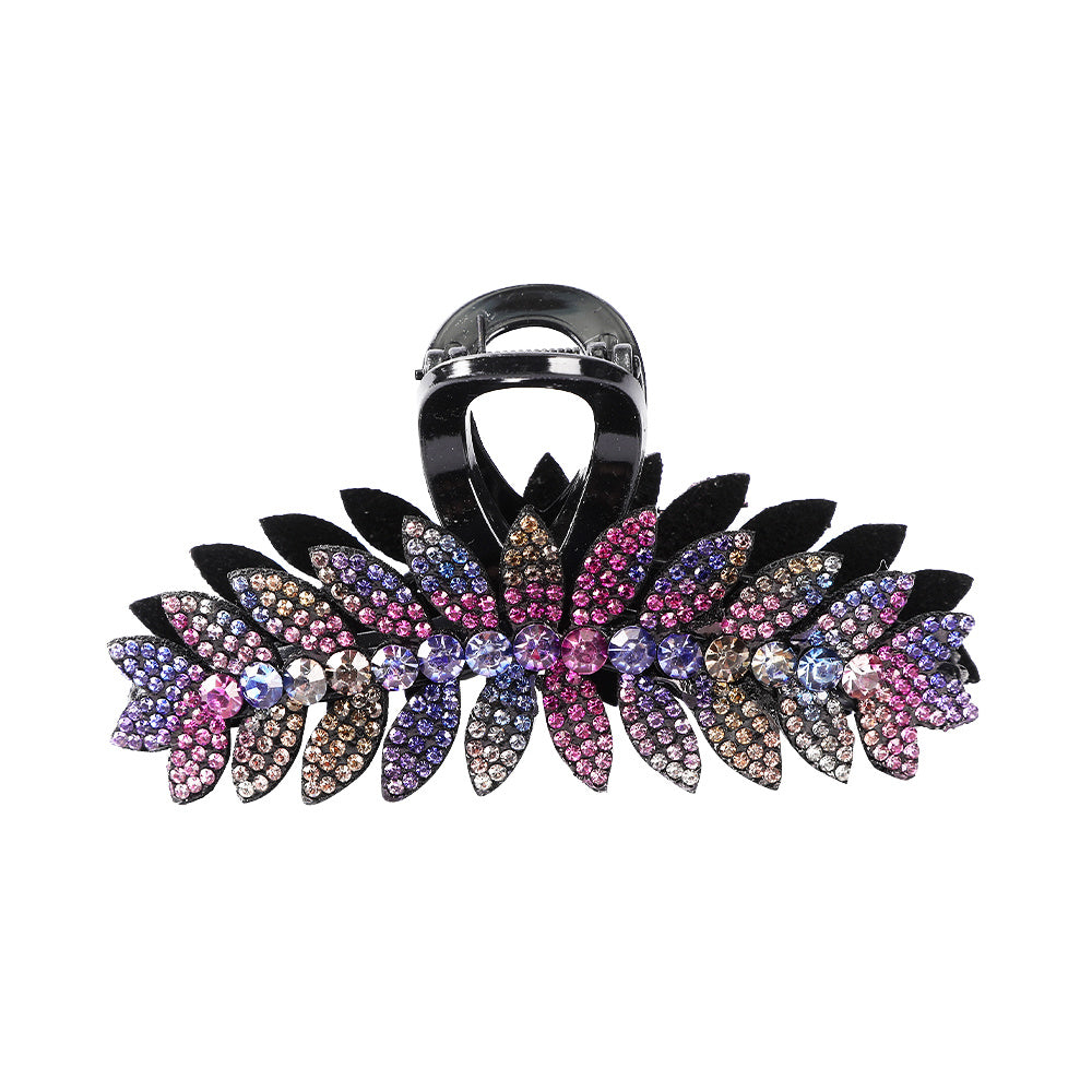 Crystal Leaf Hair Clips Vintage Rhinestone Barrette Jaw Clamp Hair Claws