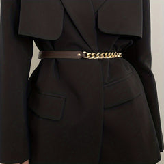 PU Leather Stitching Chain Belt Thin Belt For Women