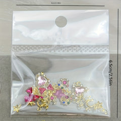 3D Nail Charms Crystal Heart Rhinestones Star Moon Alloy Nail Art Charms