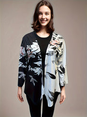  Colorblock Floral Print Cardigan