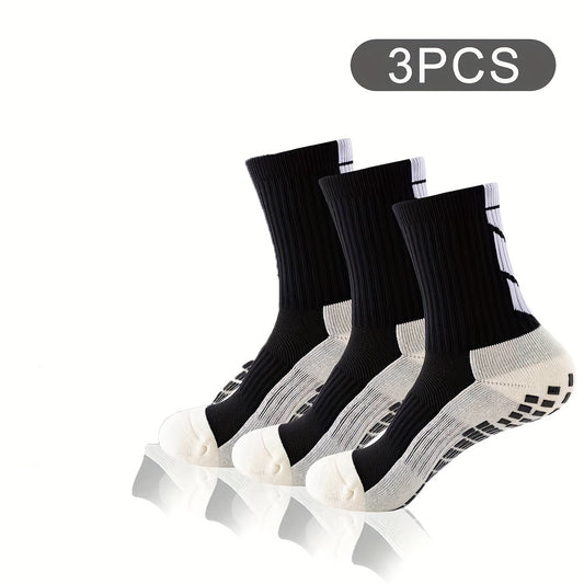 Men's Non Slip Grip Mid-Calf Football Sports Socks