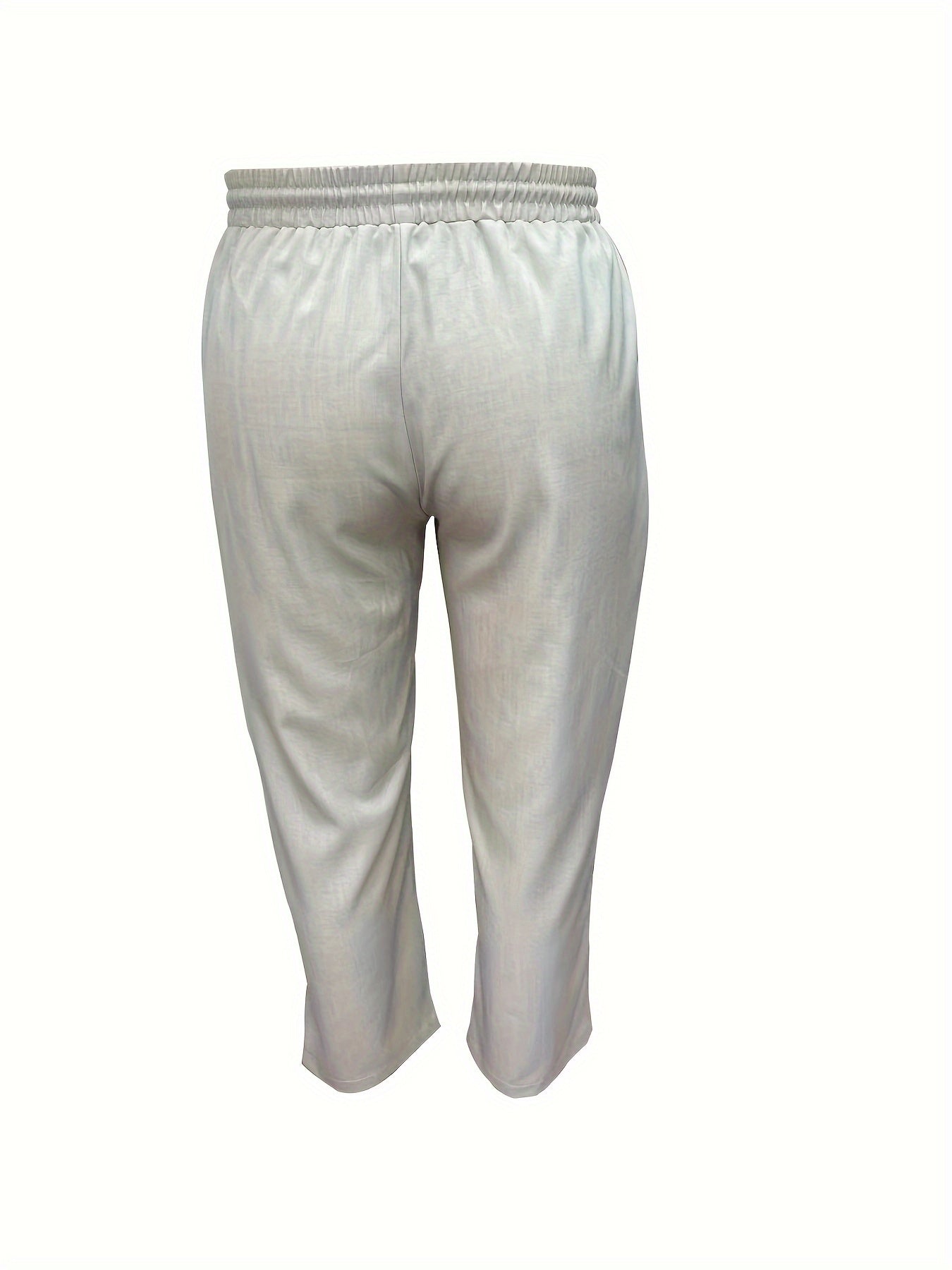  Solid Drawstring Elastic Waist Trousers