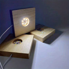 8cm Square/Round Wooden LED Lighted Base for Resin Molds Display