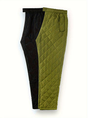 2 Pack Plus Size Casual Puffer Pants Set Women's Plus Solid Quilted