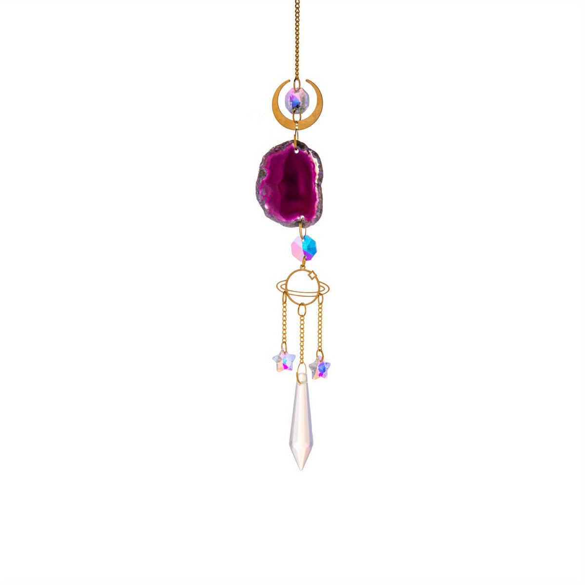6pcs Agate Slice Suncatchers Crystal Prisms Wind Chimes Ornaments