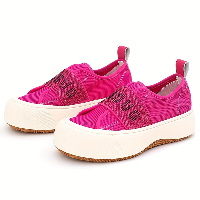 Stylish Rhinestone Thick Bottom Women's Walking Shoes