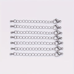 10pcs Stainless Steel Lobster Clasp Tail Chain Set for DIY Necklace Bracelet