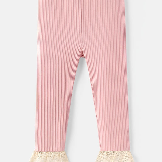 Baby Girl's Ribbed Knit Leggings Lace Up Trousers