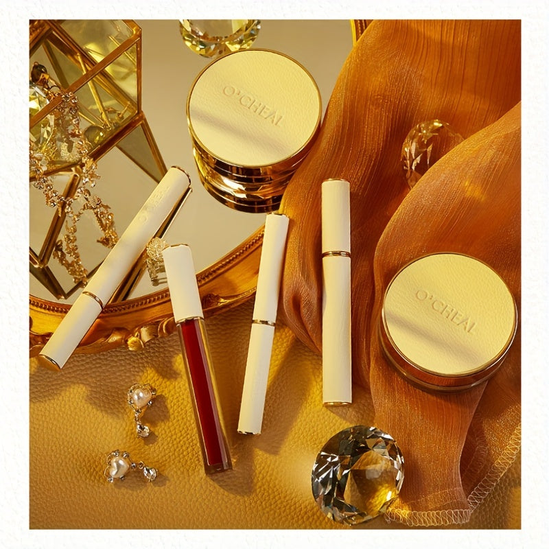 Valentines Makeup Set: Lipstick, Lip Glaze, Eyeliner, Mascara, Powder