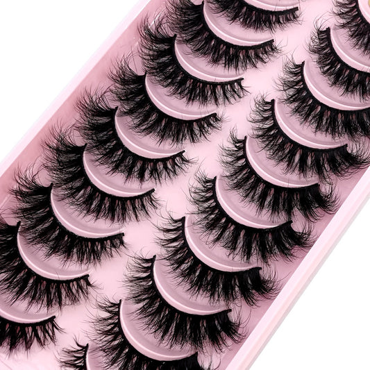 10 Pairs 3D Mink Lashes Cat Eye Curling False Eyelashes